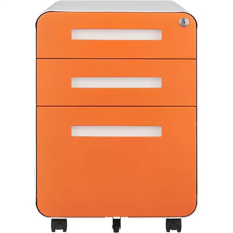 Cassettiera Portadocumenti a 3 Cassetti per Ufficio Domestico, Mobiletto Archiviazione con Serratura Sotto Scrivania per Formato A4/Letter/Legale, Cassettiera su Rotelle Anti-ribaltamento a 5 Ruote