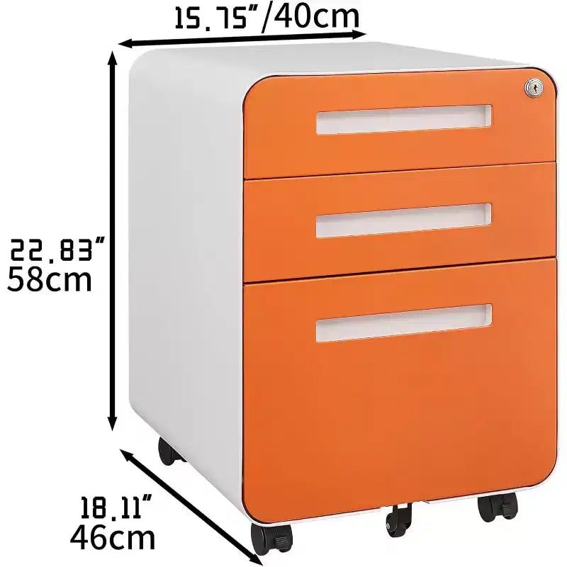 Cassettiera Portadocumenti a 3 Cassetti per Ufficio Domestico, Mobiletto Archiviazione con Serratura Sotto Scrivania per Formato A4/Letter/Legale, Cassettiera su Rotelle Anti-ribaltamento a 5 Ruote