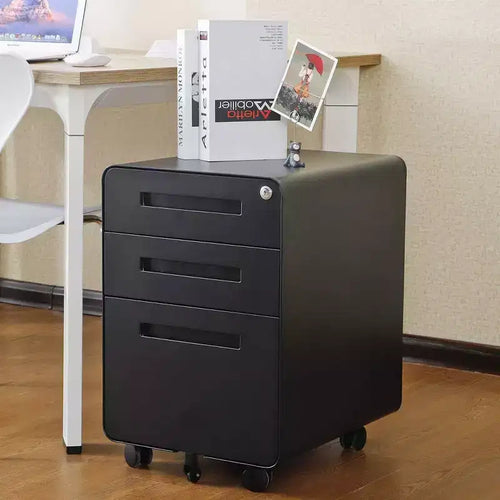Cassettiera Portadocumenti a 3 Cassetti per Ufficio Domestico, Mobiletto Archiviazione con Serratura Sotto Scrivania per Formato A4/Letter/Legale, Cassettiera su Rotelle Anti-ribaltamento a 5 Ruote