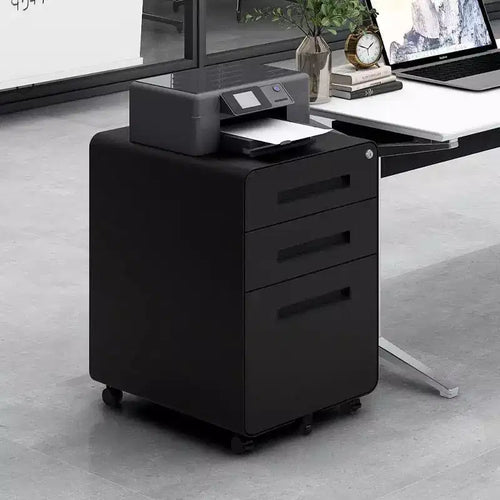 3 Drawer File Cabinet for Home Office, Under Desk Mobile Filing Cabinet with Lock for A4/Letter/Legal Size, 5 Wheel Anti-tilt Rolling File Cabinets