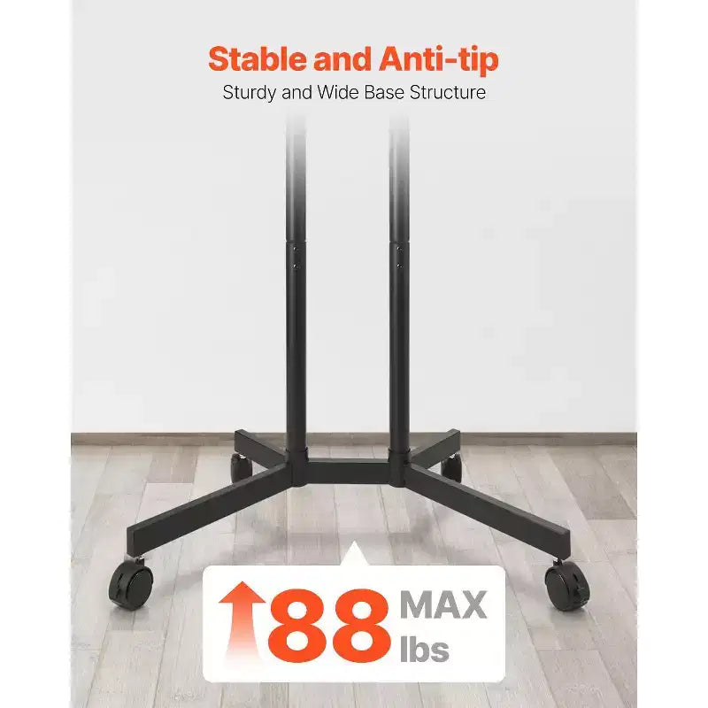 Carrello TV Rotante per Schermi da 32-65 Pollici, Supporto TV Mobile Regolabile in Altezza con Ruote, Supporto Monitor Portatile con Capacità di 40 kg, VESA Max 400x400