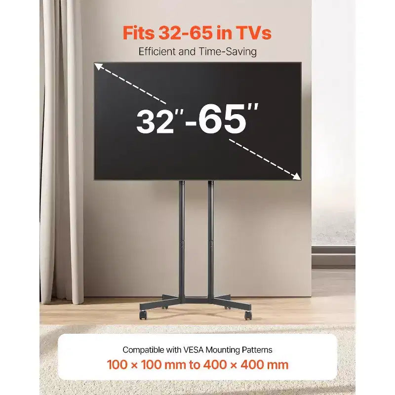 Carrello TV Rotante per Schermi da 32-65 Pollici, Supporto TV Mobile Regolabile in Altezza con Ruote, Supporto Monitor Portatile con Capacità di 40 kg, VESA Max 400x400