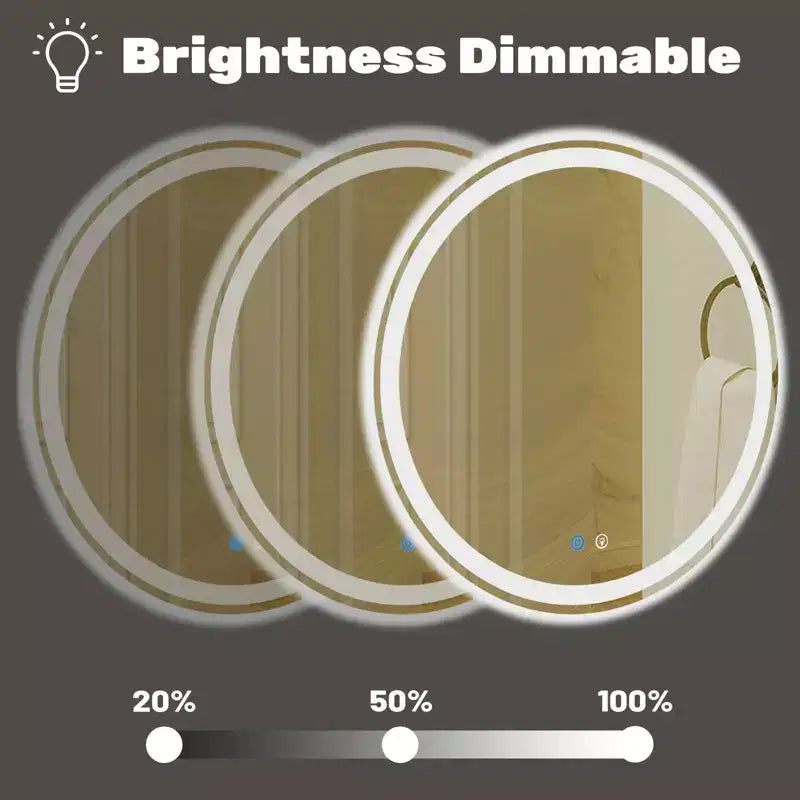 Specchio da bagno LED intelligente antiappannamento MAYEERTY da 24 pollici, circolare con doppia illuminazione, temperatura colore a 3 tonalità, funzione memoria e dimmerabile