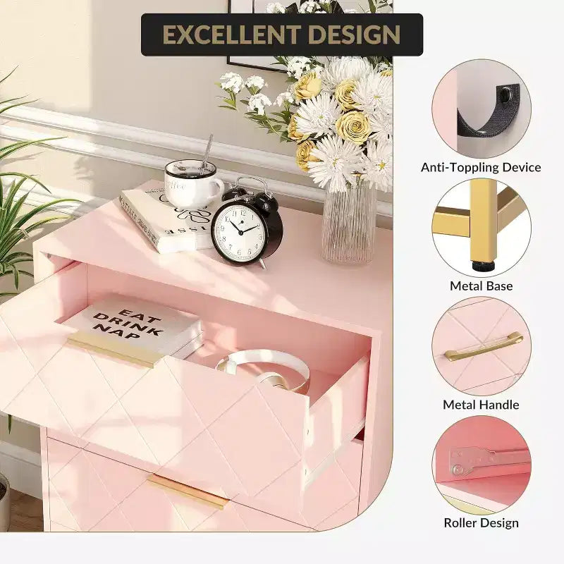 Cassettiera con 4 cassetti, mobile credenza per soggiorno, camera da letto, cassettiera con ampio spazio contenitore per vestiti, ingresso