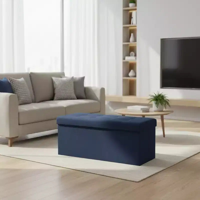 NAYSAYE 43 Pouf Contenitore Panca, Poggiapiedi Pieghevole Seduta Imbottita, Panca Lunga Porta Scarpe, Carico 300 kg per Soggiorno Ingresso Camera da Letto, 109*38*38 cm