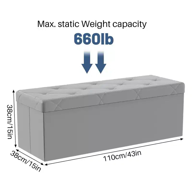 NAYSAYE 43 Pouf Contenitore Panca, Poggiapiedi Pieghevole Seduta Imbottita, Panca Lunga Porta Scarpe, Carico 300 kg per Soggiorno Ingresso Camera da Letto, 109*38*38 cm