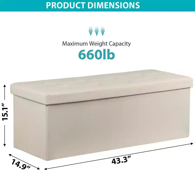 NAYSAYE 43 Pouf Contenitore Panca, Poggiapiedi Pieghevole Seduta Imbottita, Panca Lunga Porta Scarpe, Carico 300 kg per Soggiorno Ingresso Camera da Letto, 109*38*38 cm