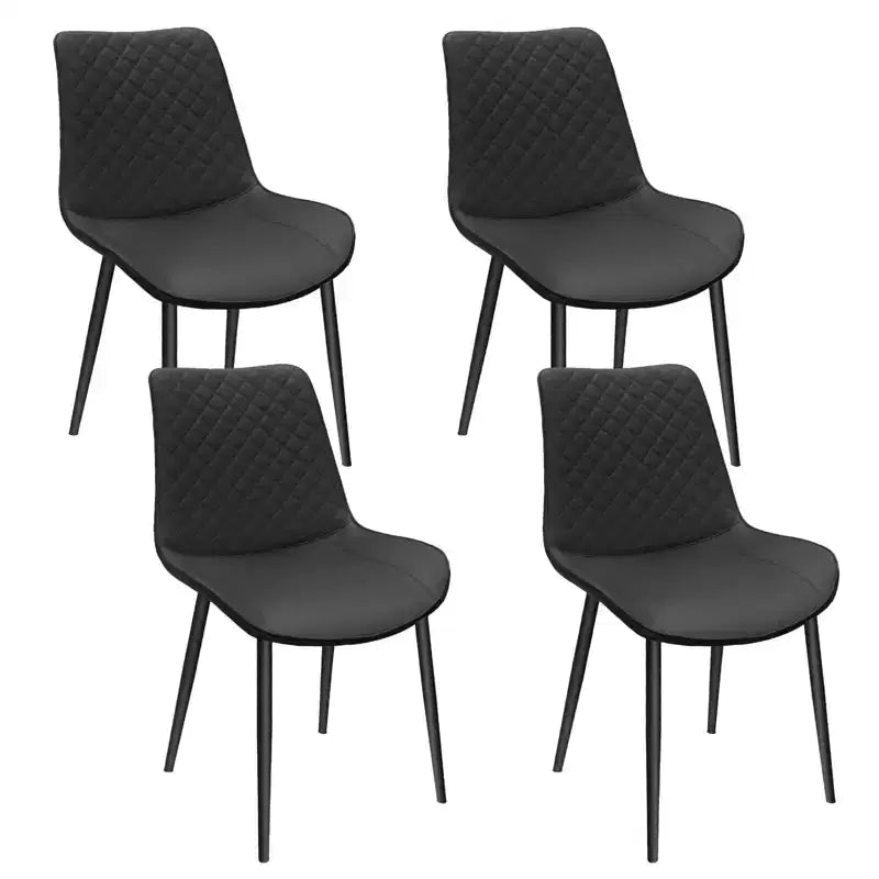 Okak Modern Dining Chairs Set of 4 with Metal Legs, Upholstered Dining Chairs with Dimond-Shape Pattern, Dining Room Chairs for Home, Black