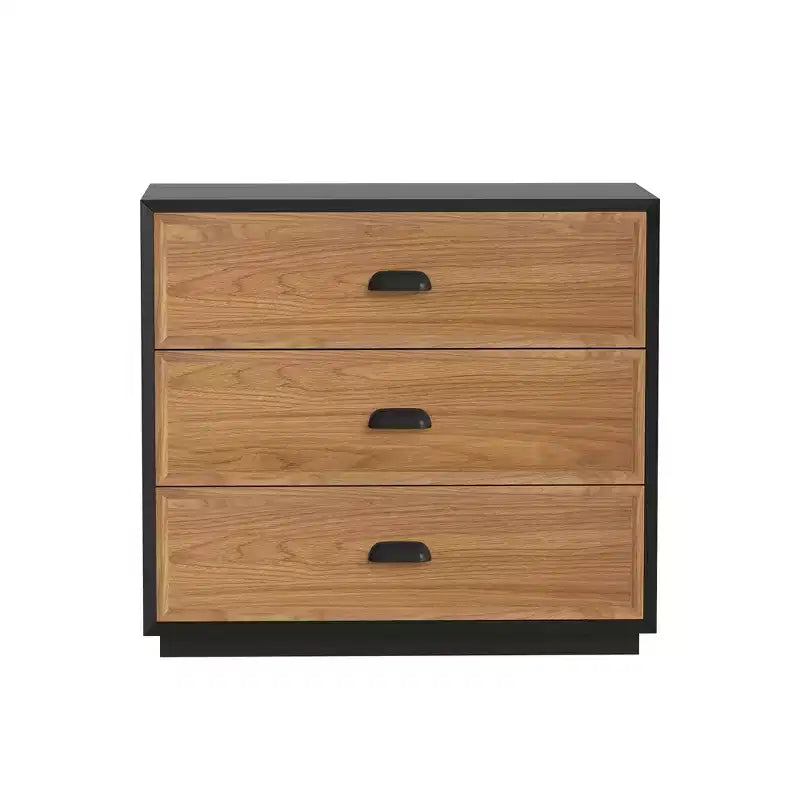 Luck Live Farmhouse Comodino in legno massello 31,49" con 3 cassetti, comodino rustico