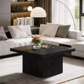 Lantine 31.5-Inch Square Coffee Table, Fluted Mid-Century Modern Cocktail Table for Living Room, Easy Assembly, Black