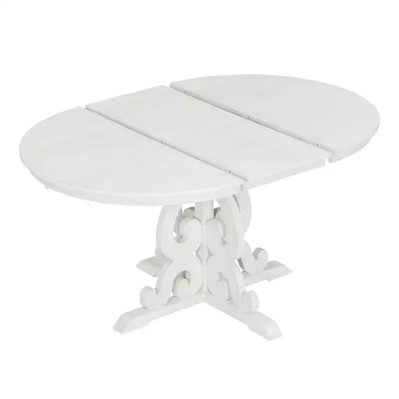 Set Tavolo da Pranzo per 4 Persone in Stile Rustico, Tavolo da Pranzo Rotondo Allungabile in Legno e 4 Sedie Imbottite, Set da Pranzo Retrò per Cucina