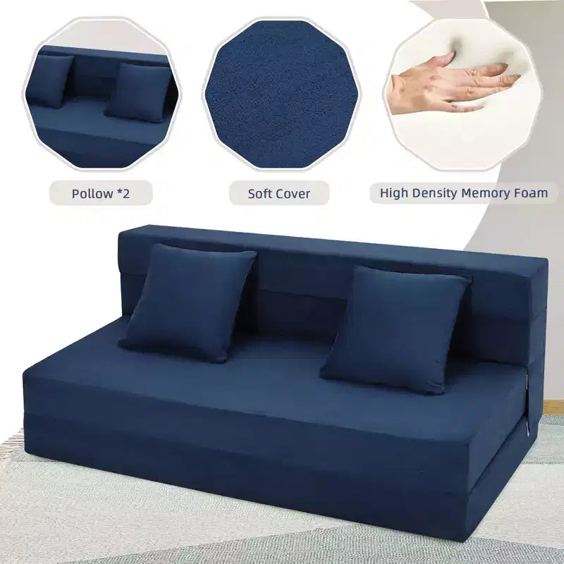 Versatile Divano Letto Pieghevole Trasformabile - Futon da Terra Pigro 4-in-1 Matrimoniale con Cuscini, Schiuma ad Alta Densità, Poltrona Sdraio Pieghevole