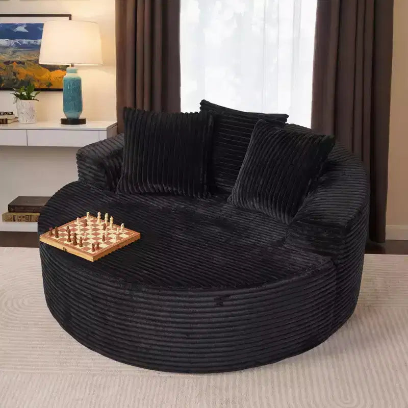 HOMLUX Divano Rotondo in Peluche per Soggiorno, Tessuto Morbido in Poliestere con Molle e Spugna, Accogliente Mobile da Salotto, Poltrona Circolare Accogliente da 58,26"