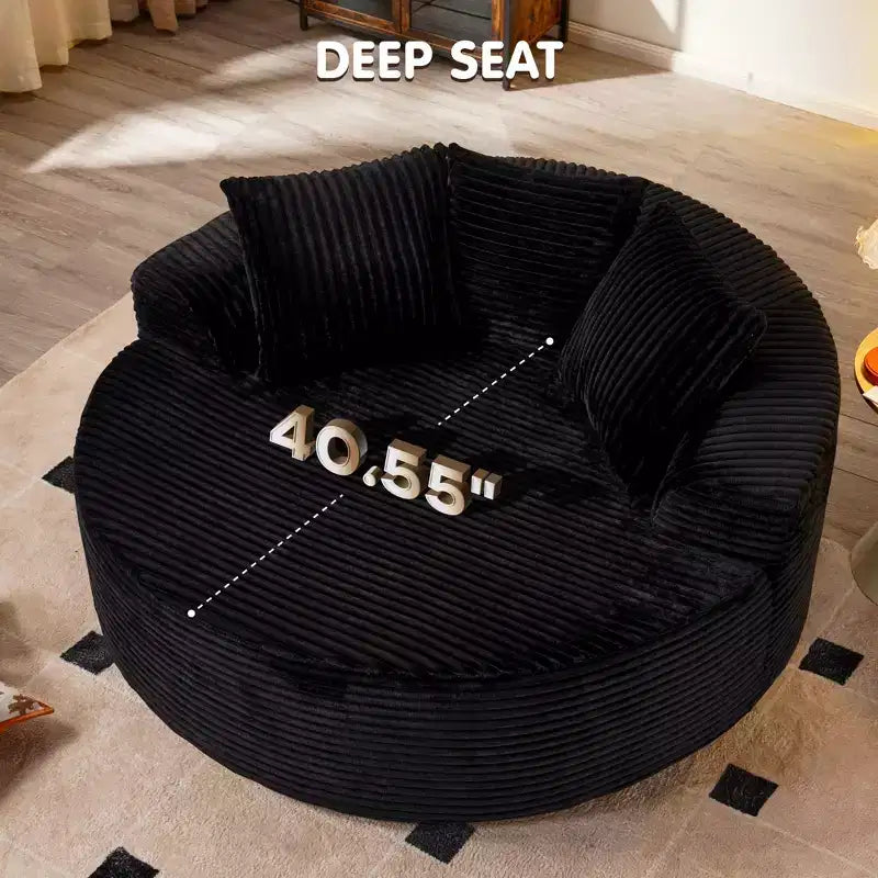 HOMLUX Divano Rotondo in Peluche per Soggiorno, Tessuto Morbido in Poliestere con Molle e Spugna, Accogliente Mobile da Salotto, Poltrona Circolare Accogliente da 58,26"