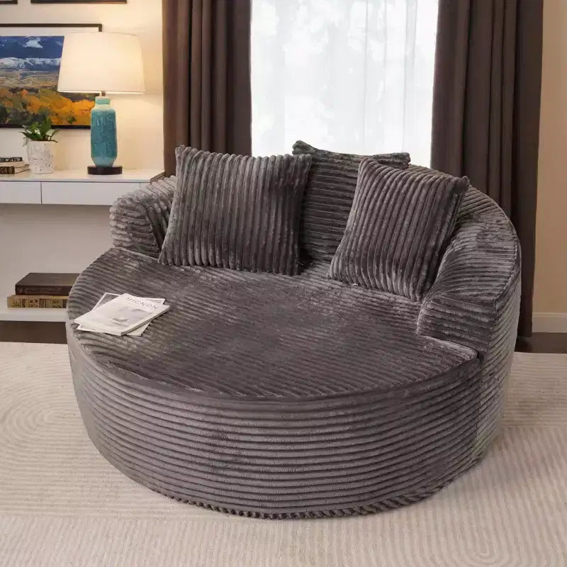 HOMLUX Divano Rotondo in Peluche per Soggiorno, Tessuto Morbido in Poliestere con Molle e Spugna, Accogliente Mobile da Salotto, Poltrona Circolare Accogliente da 58,26"