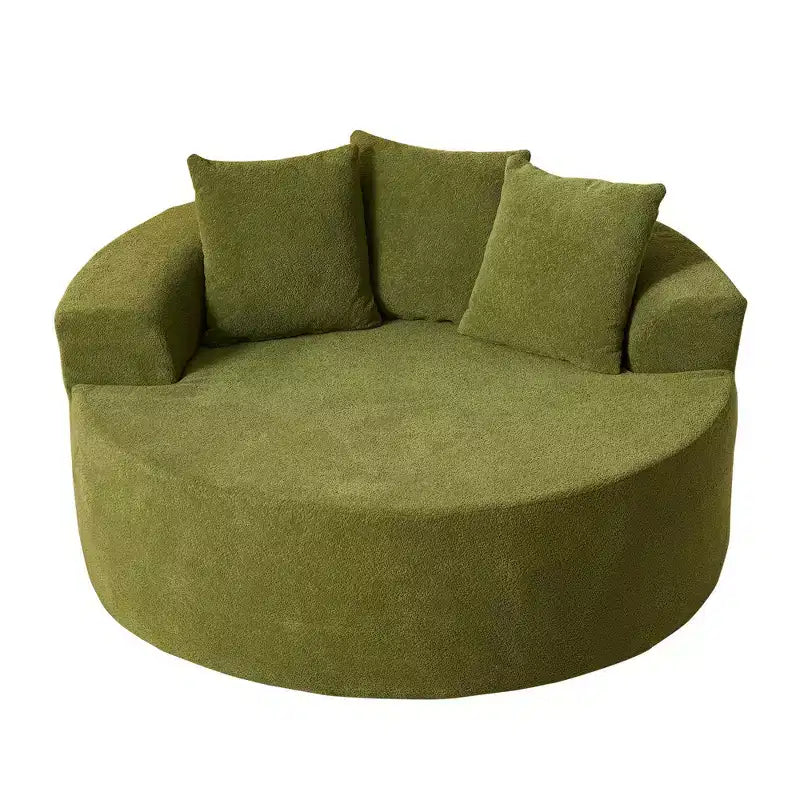 HOMLUX Divano Rotondo in Peluche per Soggiorno, Tessuto Morbido in Poliestere con Molle e Spugna, Accogliente Mobile da Salotto, Poltrona Circolare Accogliente da 58,26"