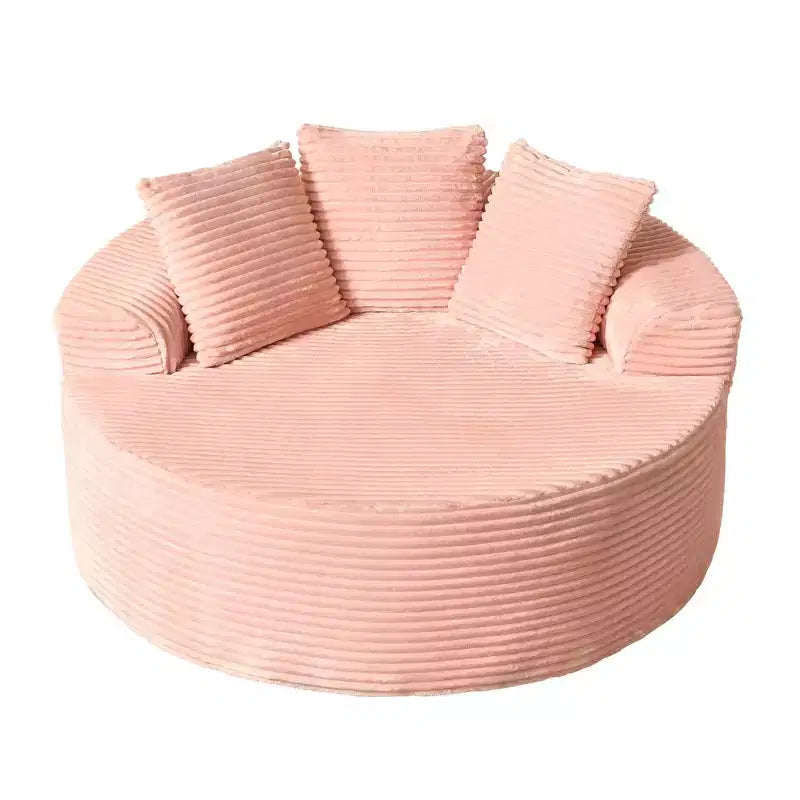 HOMLUX Divano Rotondo in Peluche per Soggiorno, Tessuto Morbido in Poliestere con Molle e Spugna, Accogliente Mobile da Salotto, Poltrona Circolare Accogliente da 58,26"