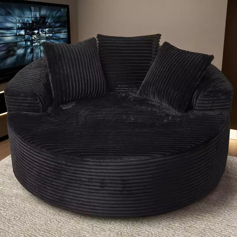 HOMLUX Divano Rotondo in Peluche per Soggiorno, Tessuto Morbido in Poliestere con Molle e Spugna, Accogliente Mobile da Salotto, Poltrona Circolare Accogliente da 58,26"