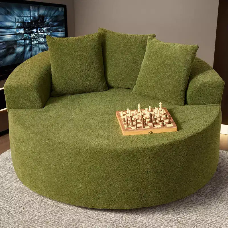 HOMLUX Divano Rotondo in Peluche per Soggiorno, Tessuto Morbido in Poliestere con Molle e Spugna, Accogliente Mobile da Salotto, Poltrona Circolare Accogliente da 58,26"
