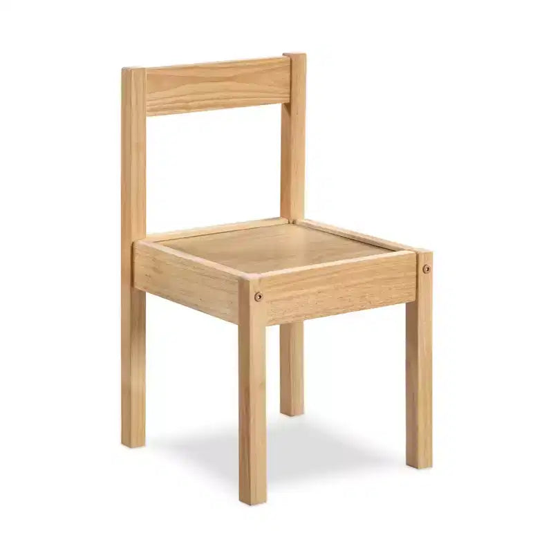 Etokfoks Set Tavolo e 2 Sedie per Bambini in 3 Pezzi con Piano del Tavolo Cancellabile a Secco, Legno Massello, Finitura Naturale Durevole