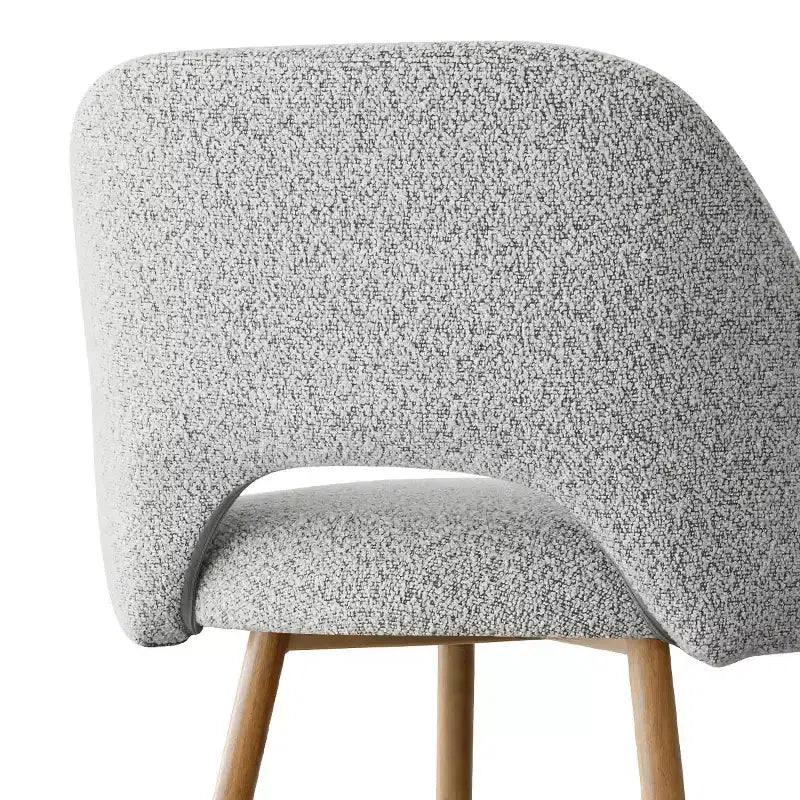 Set di 4 Sgabelli da Bar con Schienale in Bouclé, Altezza Bancone, Sgabelli da Colazione da 27" in Stile Moderno di Metà Secolo con Gambe in Metallo Effetto Legno - Panipeachy
