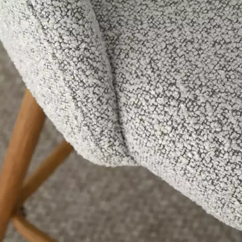 Set di 4 Sgabelli da Bar con Schienale in Bouclé, Altezza Bancone, Sgabelli da Colazione da 27" in Stile Moderno di Metà Secolo con Gambe in Metallo Effetto Legno - Panipeachy