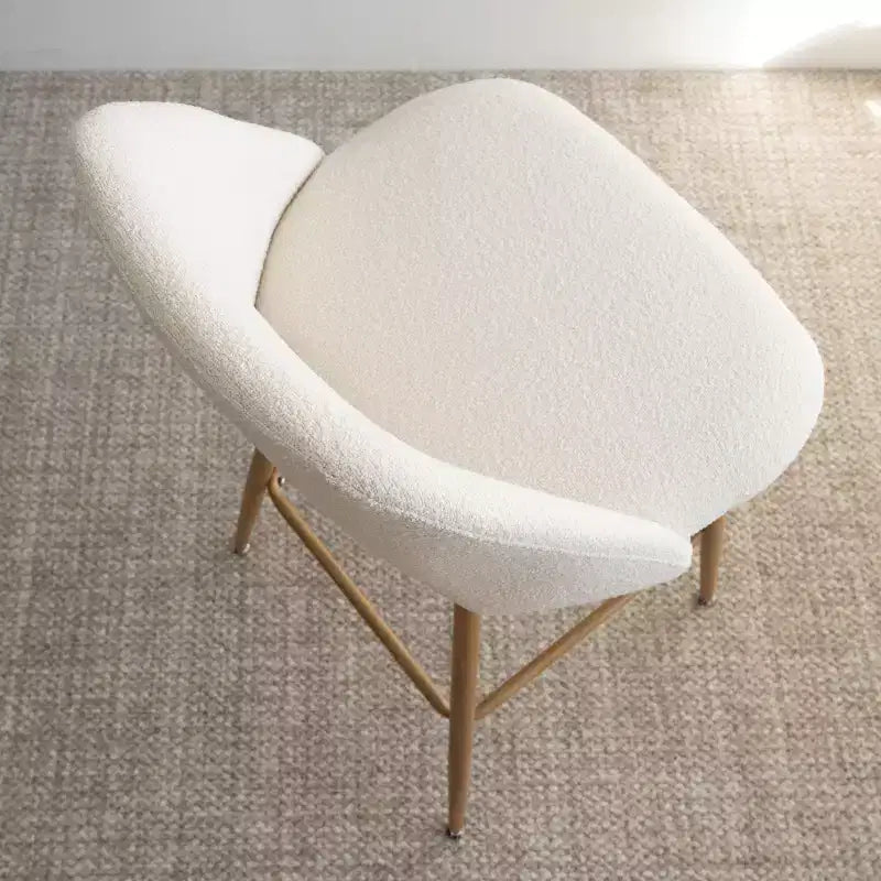 Set di 4 Sgabelli da Bar con Schienale in Bouclé, Altezza Bancone, Sgabelli da Colazione da 27" in Stile Moderno di Metà Secolo con Gambe in Metallo Effetto Legno - Panipeachy