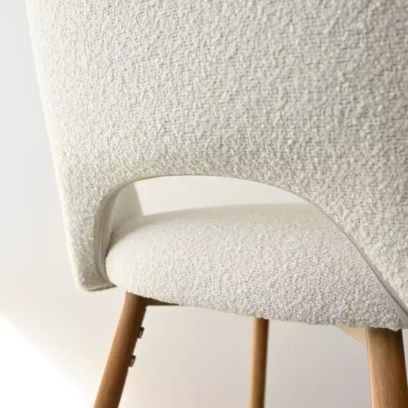 Set di 4 Sgabelli da Bar con Schienale in Bouclé, Altezza Bancone, Sgabelli da Colazione da 27" in Stile Moderno di Metà Secolo con Gambe in Metallo Effetto Legno - Panipeachy