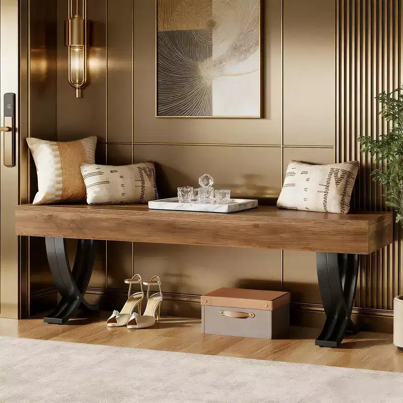Panca moderna GDFStudio Benson da 60 in legno e metallo