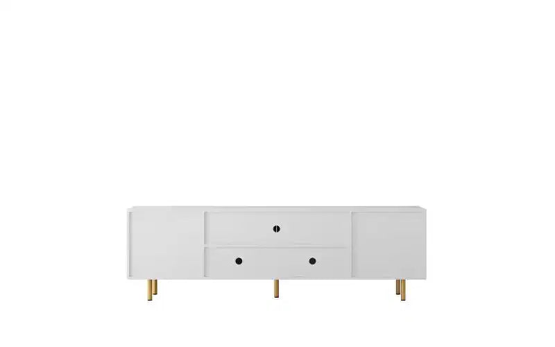 JVNOXK Mobile TV moderno da 68 pollici con scanalature, ante contenitore e ripiani multimediali, adatto per TV da 55 pollici e oltre, ideale per soggiorni, colore bianco