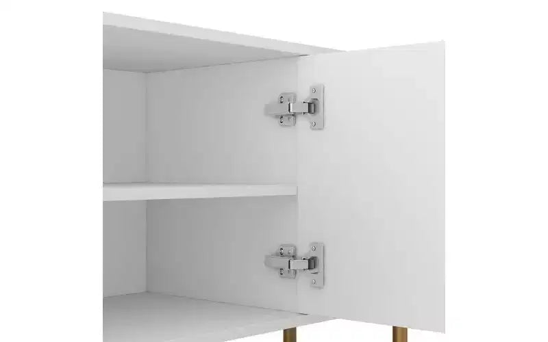 JVNOXK Mobile TV moderno da 68 pollici con scanalature, ante contenitore e ripiani multimediali, adatto per TV da 55 pollici e oltre, ideale per soggiorni, colore bianco