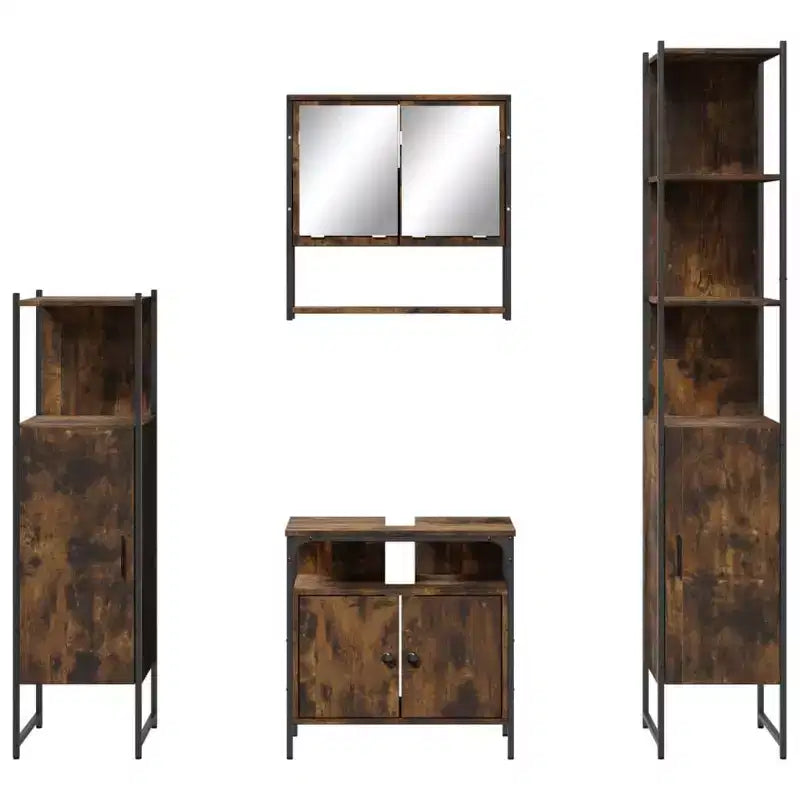 vidaXL Set Mobili Bagno con Mensola 4 pz Legno Multistrato Organizzazione Moderno