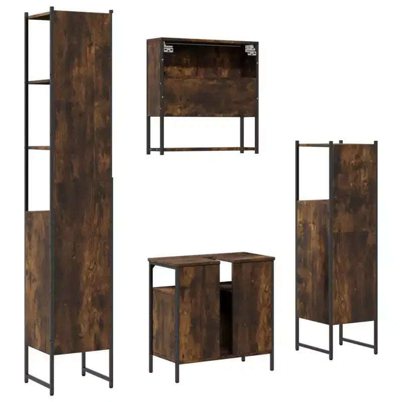 vidaXL Set Mobili Bagno con Mensola 4 pz Legno Multistrato Organizzazione Moderno