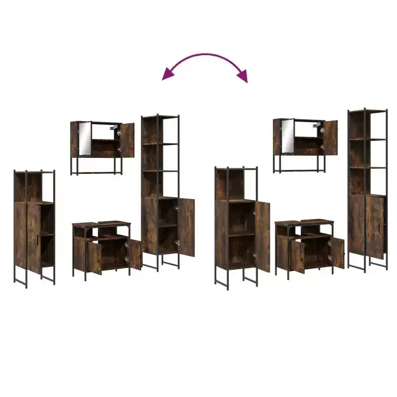 vidaXL Set Mobili Bagno con Mensola 4 pz Legno Multistrato Organizzazione Moderno