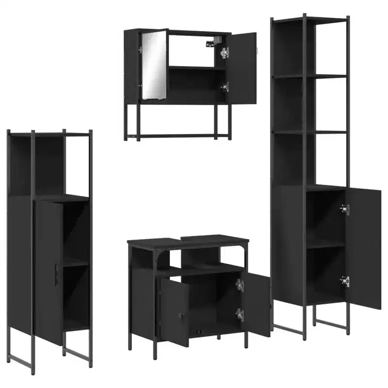 vidaXL Set Mobili Bagno con Mensola 4 pz Legno Multistrato Organizzazione Moderno
