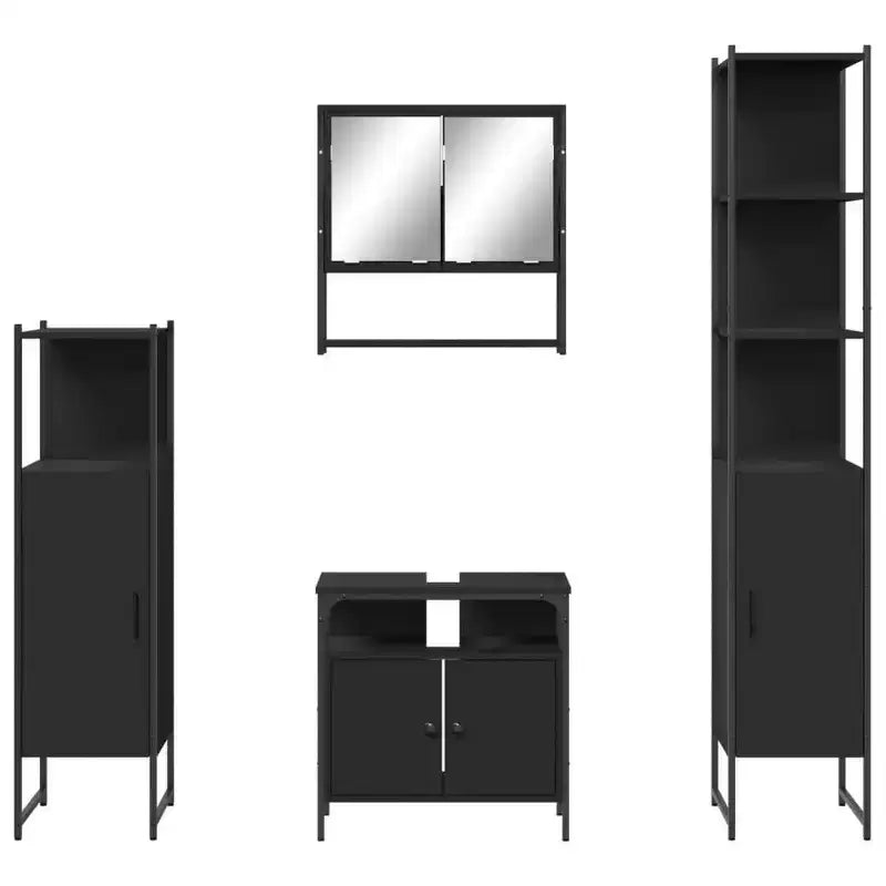 vidaXL Set Mobili Bagno con Mensola 4 pz Legno Multistrato Organizzazione Moderno