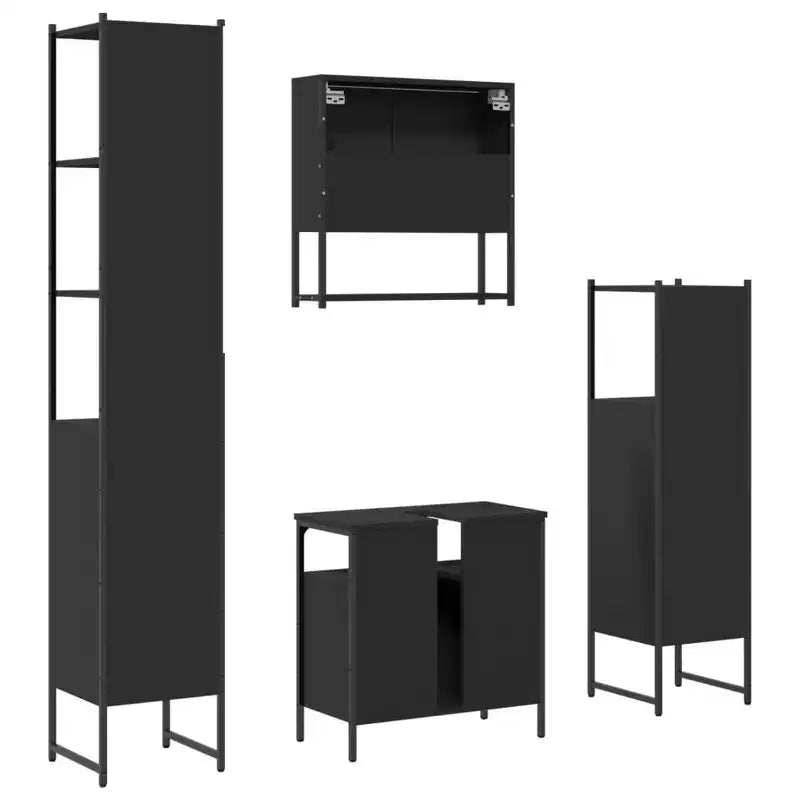 vidaXL Set Mobili Bagno con Mensola 4 pz Legno Multistrato Organizzazione Moderno