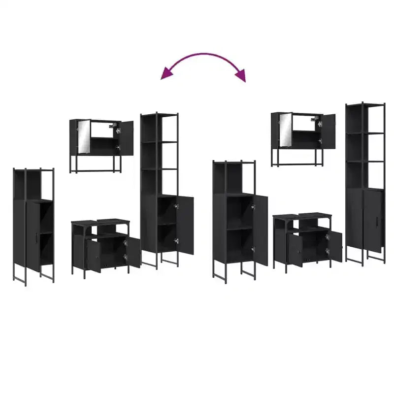vidaXL Set Mobili Bagno con Mensola 4 pz Legno Multistrato Organizzazione Moderno