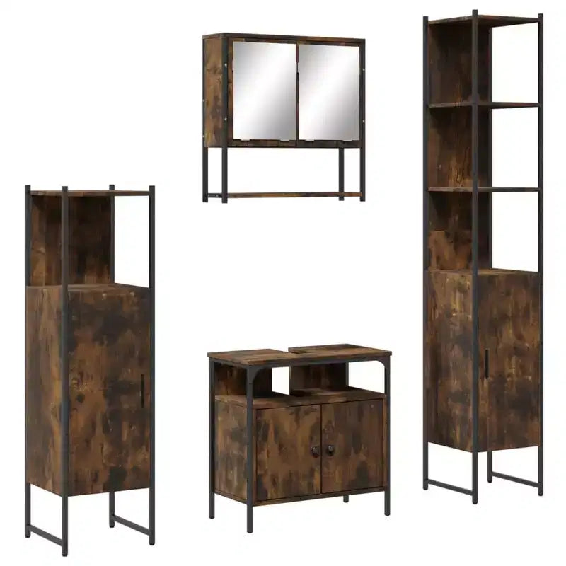 vidaXL Set Mobili Bagno con Mensola 4 pz Legno Multistrato Organizzazione Moderno