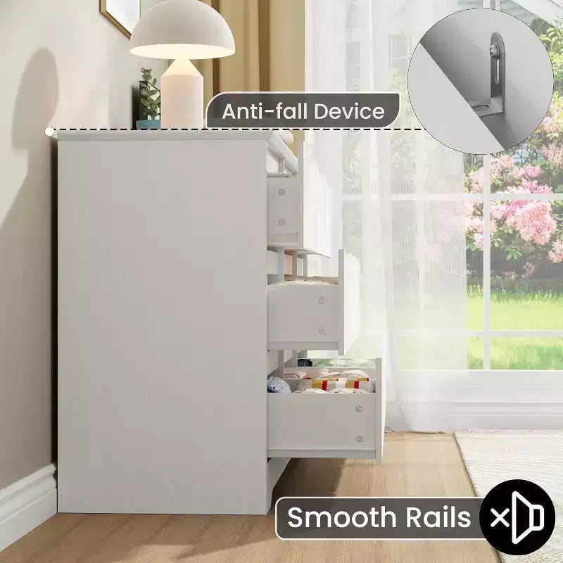 Comò in Legno a 9 Cassetti, Armadio Alto con Contenitori Profondi, Cassettiera Grande con Piano Largo, Comò Contenitore Lungo per Camera da Letto, Soggiorno