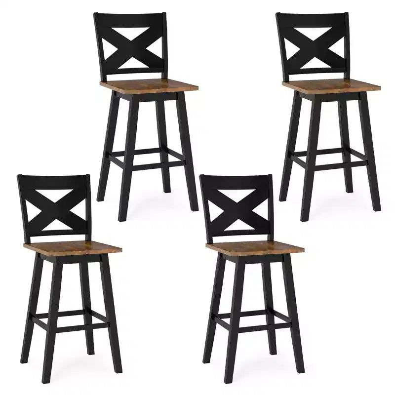Costway 29 Swivel Barstools Set of 4 w/Backrest Large Seat Footrest for Kitchen Island