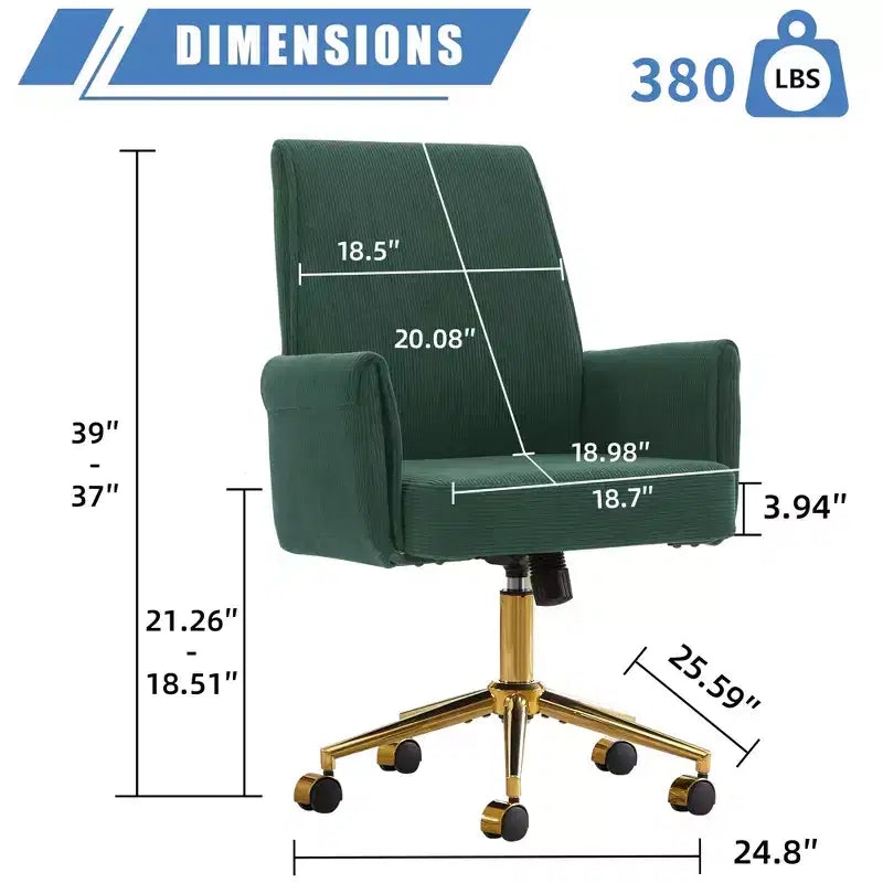 Sedia da ufficio a schienale medio, sollevabile, in tessuto a righe, ergonomica. Ideale per lavoro, studio e relax