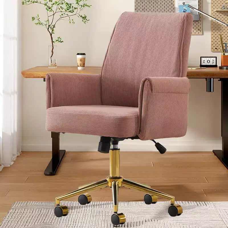 Sedia da ufficio a schienale medio, sollevabile, in tessuto a righe, ergonomica. Ideale per lavoro, studio e relax