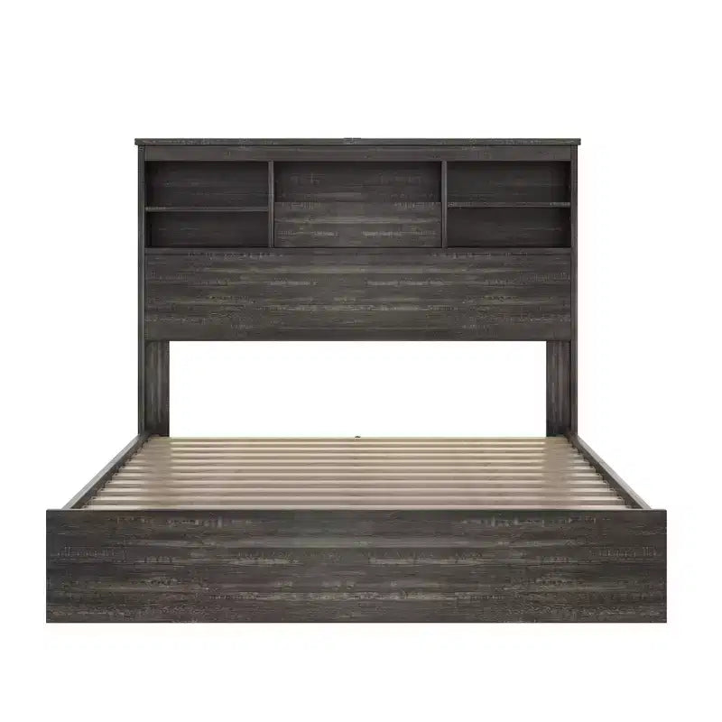 Set camera da letto Whisen 4 pezzi, letto matrimoniale con testiera contenitore, 2 comodini e 1 cassettiera