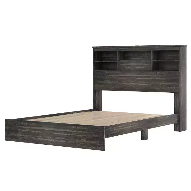 Set camera da letto Whisen 4 pezzi, letto matrimoniale con testiera contenitore, 2 comodini e 1 cassettiera