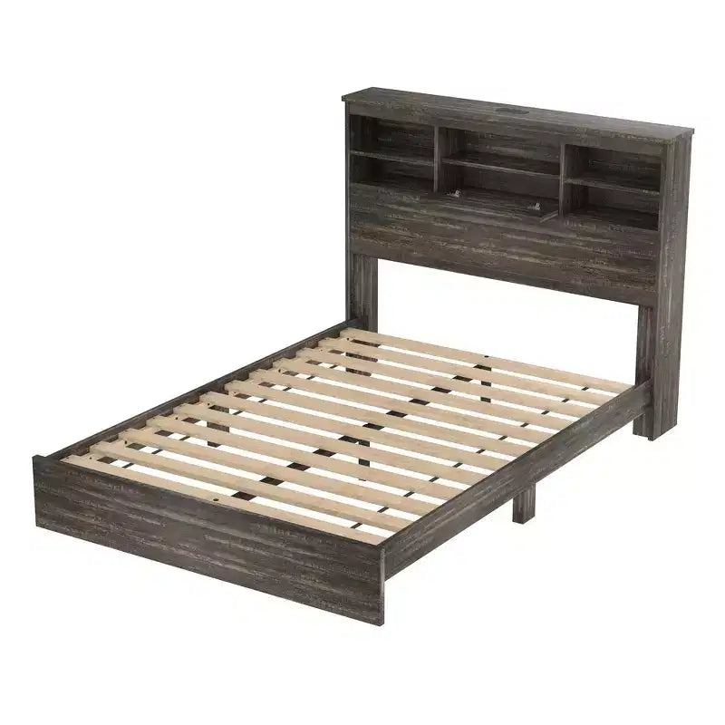Set camera da letto Whisen 4 pezzi, letto matrimoniale con testiera contenitore, 2 comodini e 1 cassettiera