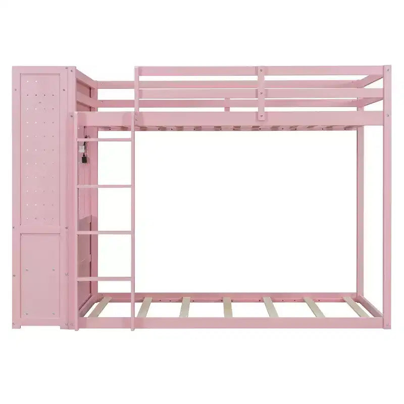 Letto a castello Luxystar Twin su Twin con cassettiera illuminata, appendiabiti e cassetti portaoggetti