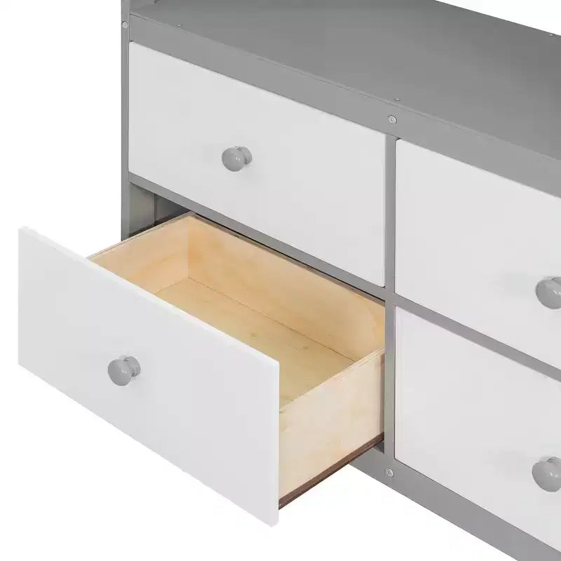 Letto a castello Luxystar Twin su Twin con cassettiera illuminata, appendiabiti e cassetti portaoggetti