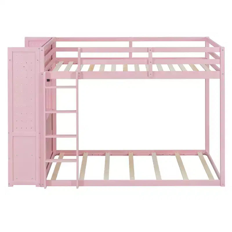 Letto a castello Luxystar Twin su Twin con cassettiera illuminata, appendiabiti e cassetti portaoggetti