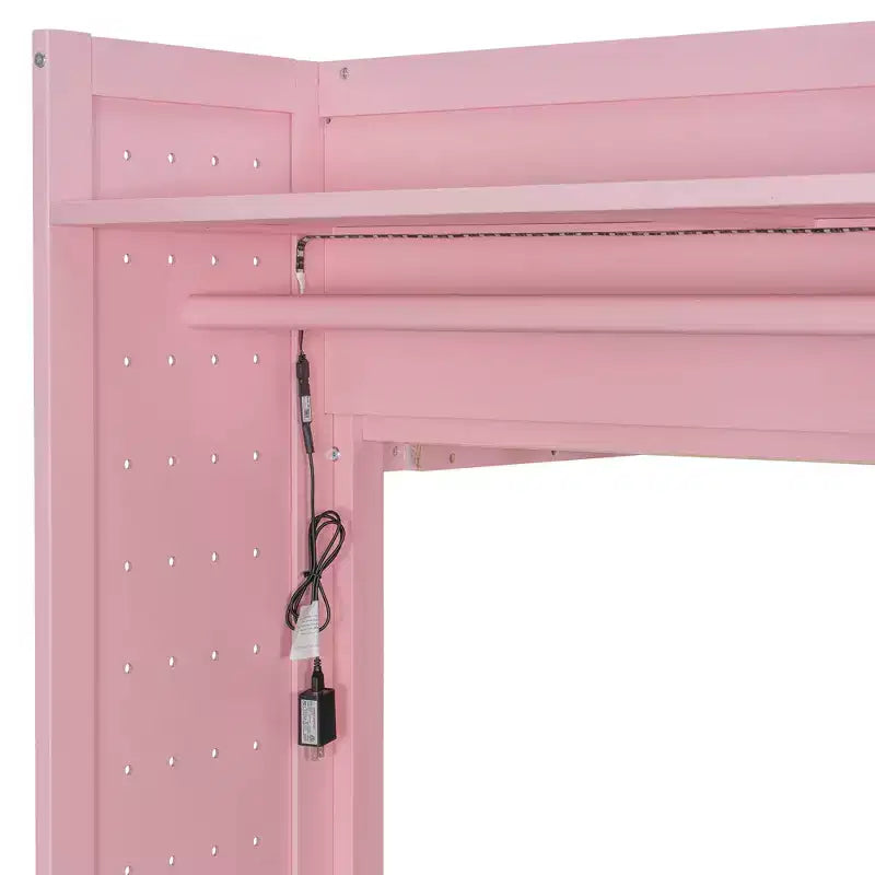 Letto a castello Luxystar Twin su Twin con cassettiera illuminata, appendiabiti e cassetti portaoggetti